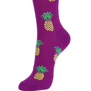 WOMEN'S PINEAPPLE NOVELTY CREW SOCKS 2 PACK